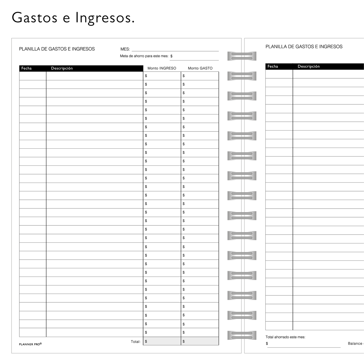 PLANNER PRO NEGRO